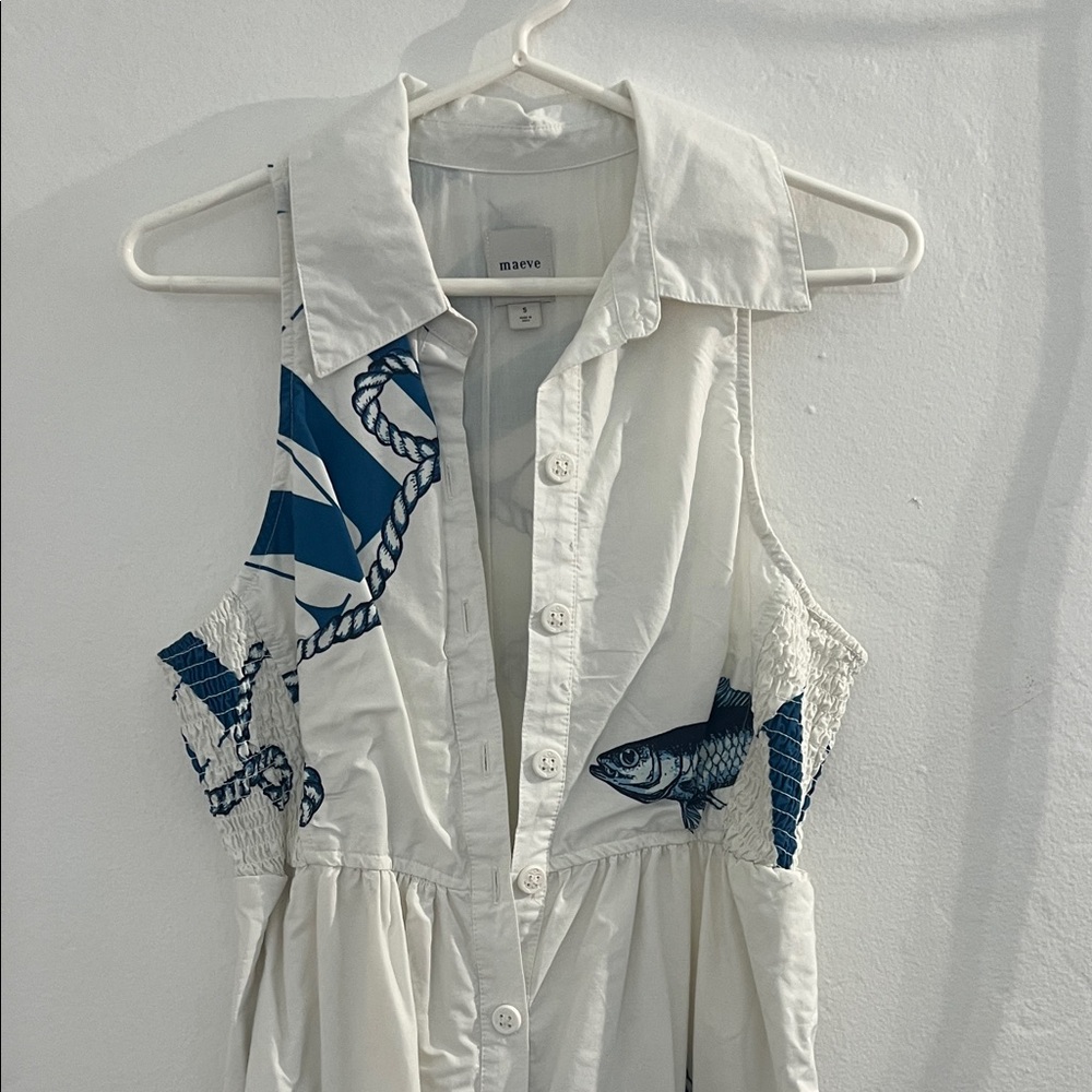 Maeve White and Gray Dress